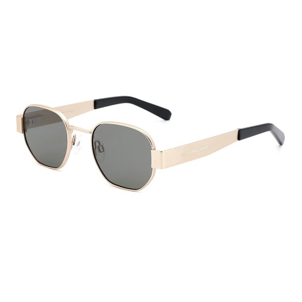 Carolina Lemke Sunglasses Gold Gray Lens Geometric Case NWT